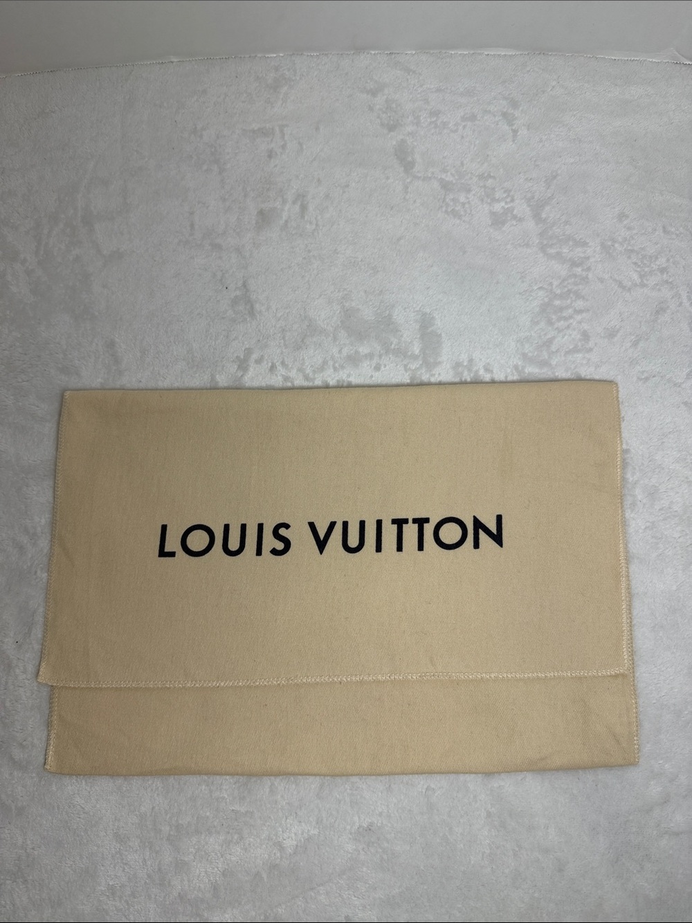 Louis Vuitton Beige Fabric Protective Pouch with Black Logo